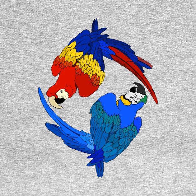 Scarlet and Blue & Gold Macaws by Tinker and Bone Studio